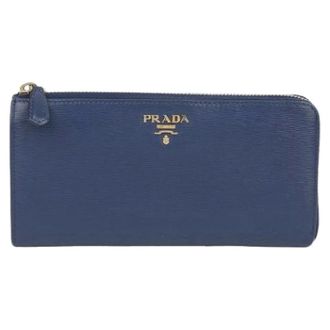 Prada Pre-owned Wallets, female, Blue, Size: ONE SIZE Pre-owned 1Ml183 Metal Logo Long Wallet