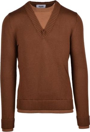 Alpha Studio Truien & Vesten, Heren, Bruin, 2Xl, Wol, Dubbele kraag trui