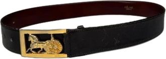 Celine Pre-owned Carriage Logo Belt - female - Celine Vintage - Vintage Belts - Black - ONE SIZE - Pre-owned
