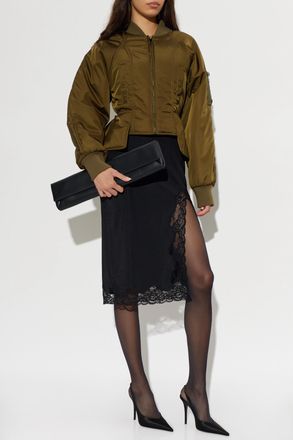 Balmain Bomber Jacket With Basque, Womens, Green