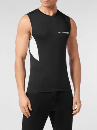 Plein Sport Canotta slim fit in cotone con logo a contrasto