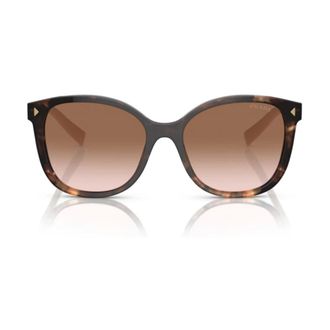 Prada Sunglasses, female, Brown, Size: 53 MM Square Frame Sunglasses with Metallic Details