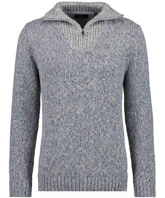 Ragman Troyer RAGMAN, Herren, Gr. 52, grau (grau, melange), 100% Baumwolle, hoch geschlossener Ausschnitt, Pullover Troyer