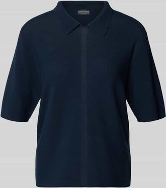 Emporio Armani Relaxed Fit T-Shirt aus Viskose-Mix in Strick-Optik in Blau, Gr&ouml;&szlig;e XL