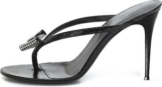 Generic Black,6.5 UK,Womens Sandals with Rhinestone Bow Peep Open Toe Stiletto High Heels flip-Flops Backless Slip On Dress Slides Dress Pumps Shoes