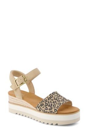 Toms Diana Platform Wedge Sandal in Beige/Khaki at Nordstrom, Size 6.5