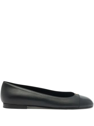 Bally toe-cap b-chain leather ballet flat - Black