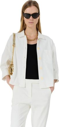 Gerard Darel Tenya Tailored Cropped Boxy Jacket in Ecru at Nordstrom, Size Medium