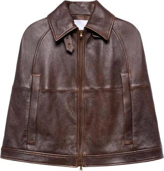 7 For All Mankind Mantella in Pelle - - Jackets - Donna - Marrone - S