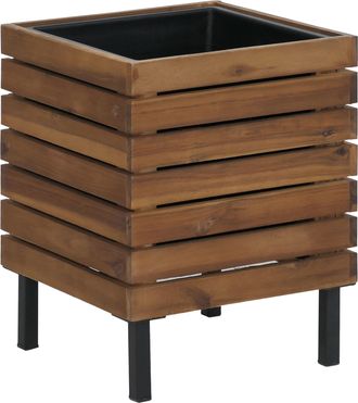 Hhg Jardinera Hhg-456, Jardinera Cuadrada Para Exterior De Acero Color Acacia, 43 X 33 X 33 Cm, Con Certificaci&oacute;n Mvg, Marr&oacute;n