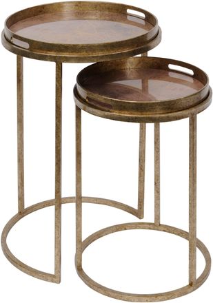 Libra Interiors Vienna Antique Gold Atlas Set Of 2 Side Tray Tables