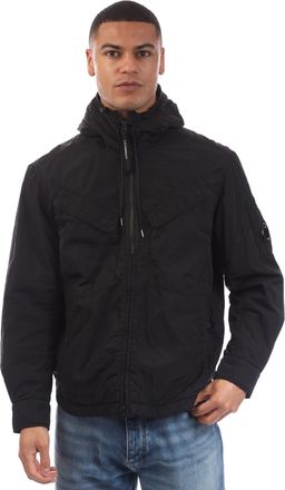 C.P. Company Mens Chrome-R Hooded Zipped Overshirt in Black - Size X-Large
