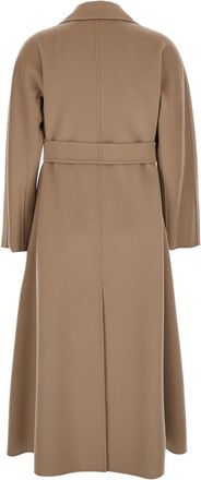 Max Mara Womens Beige Coat With Wide Notched Revers Virgin Wool