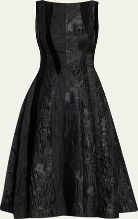 Jason Wu Mixed-Media Patchwork Sleeveless Low-Back Midi Dress