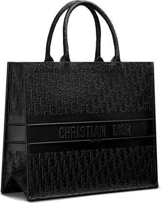 Dior Womens Paris Tote Black Calf Leather