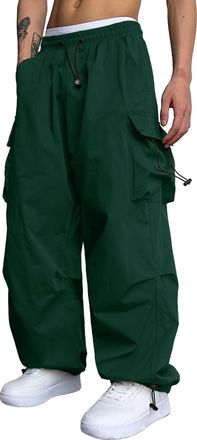 Generic Mens Cargo Joggers Casual Drawstring Pants Elasticated Waist Pockets Cargo Work Trousers Lightweight Casual Jogger Outdoor Pants Casual Relaxed Fit Tr