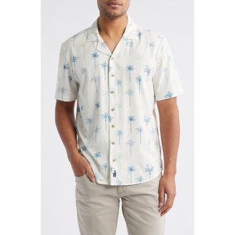 Johnnie-O Willie Tropical Print Stretch Camp Shirt in Ivory at Nordstrom Rack, Size Medium