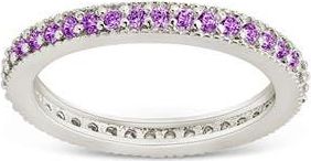 Sterling Forever Cubic Zirconia Pav&eacute; Thin Band Ring in Silver/amethyst at Nordstrom, Size 10