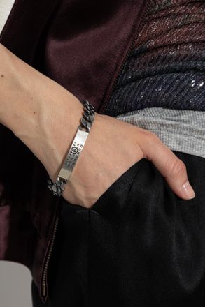 Maison Margiela Bracelet With Engraved Logo, Mens, Silver