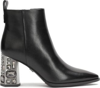 Kazar Zwarte laarzen met decoratieve hak - Dames - Laarzen met Hak - Zwart - 37 EU - Leer - Schoenen