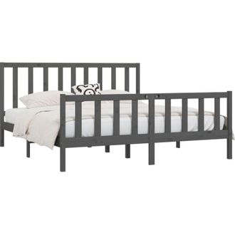vidaXL Bed Frame without Mattress Grey 200x200 cm Solid Wood Vidaxl