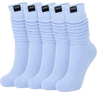 Lechery 5-Pack Mid-Calf Fashion Boot Scrunch Socks in Powder Blue at Nordstrom
