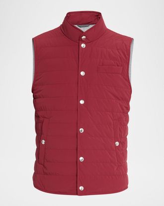 Brunello Cucinelli Mens Quilted Nylon Snap-Front Vest