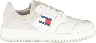 Tommy Hilfiger Witte Polyester Sneakers met Veters- Contrastdetails- Print- Logo - Dames - Sneakers - Wit - 39 EU - Polyester - Schoenen