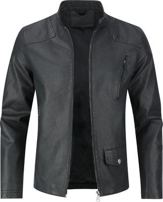 Rock Creek Selection Men's Faux Leather Biker Jacket | Classic Regular Fit With Pockets & Zipper | Available In Multiple Colors (S-3XL)