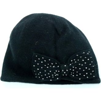 Portolano Minerva Beaded Bow Beanie in Blk at Nordstrom