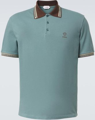 Versace Greca cotton piqu&eacute; polo shirt