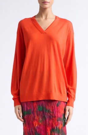Lafayette 148 New York Superfine Merino Wool Sweater in Orange Poppy at Nordstrom, Size X-Small