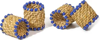 Tiramisu Azure Rattan Set of 4 Napkin Rings in Blue/Natural at Nordstrom Rack