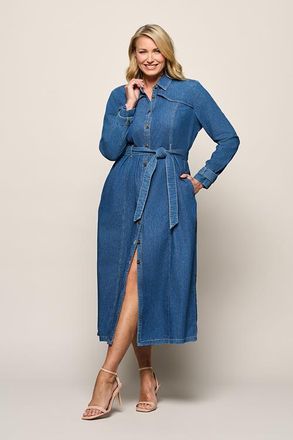 Mart Visser Troy Denim Jurk Medium Blauw Denim Maxi