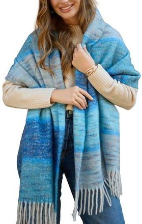 Saachi Stripe Oversize Scarf in Blue at Nordstrom Rack