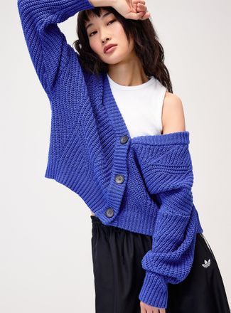 Twik Womens Shaker-rib V-neck Cardigan Sweater