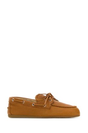 Miu Miu Womens Orange Leather Loafers Ambra Mocassini