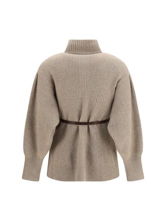 Brunello Cucinelli Wool-Blend High Neck Cardigan - Brown