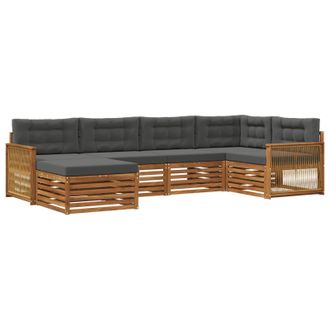 vidaXL Conjunto De Sof&aacute;s De Exterior 6 Pcs Natural Y Antracita Vidaxl
