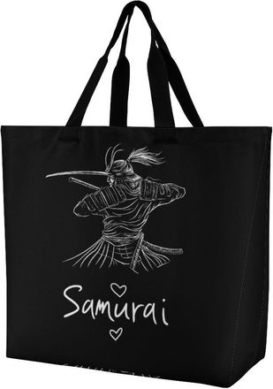 Generic Samurai Large Reusable Shopping Bag Lightweight Foldable Tote Bags Washable Shoulder Handbag