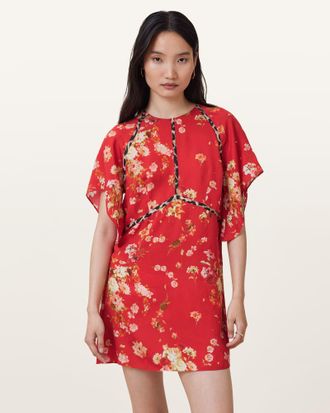 AllSaints Xena Floral Print Mini Dress