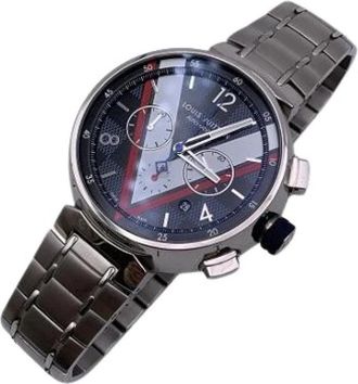 Louis Vuitton Pre-owned Tambour Chronographe - Dames - Vintage Horloges - Blauw - ONE Size - Vintage
