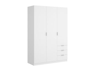 Vente-Unique Armario de 3 puertas y 3 cajones - Ancho 121 cm - Blanco - LISTOWEL