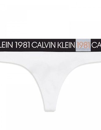 Calvin Klein Womens 1981 Bold Cotton Thong, White - Size: 14