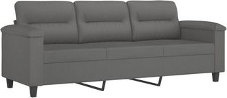 vidaXL Vidaxl - Sof&aacute; De 3 Plazas De Tela De Microfibra Gris Oscuro 180 Cm
