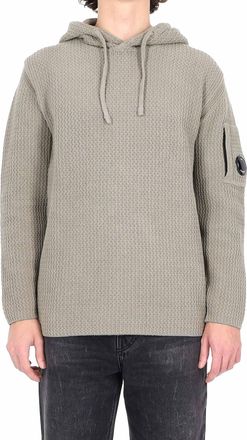 C.P. Company Textured Chunky Knit Hoodie with Drawstring Hood