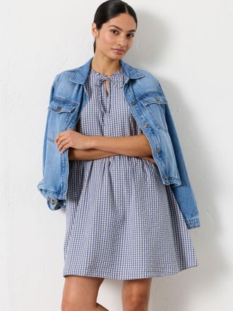Fat Face FatFace Immy Blue Gingham Regular Midi Dress
