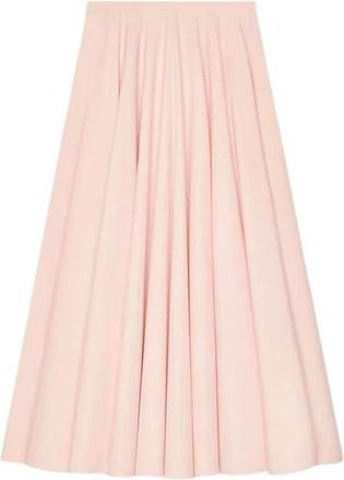 Givenchy Lange Cirkelrok in Poplin - Dames - Midirokken - Roze - XS - Katoen - Rokken