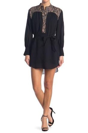 Frame Denim Colorblock Yoke Silk Dress in Noir Multi at Nordstrom Rack, Size Medium