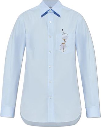Moschino Pocket Shirt - Dames - Overhemden - Blauw - S - Katoen - Overhemden